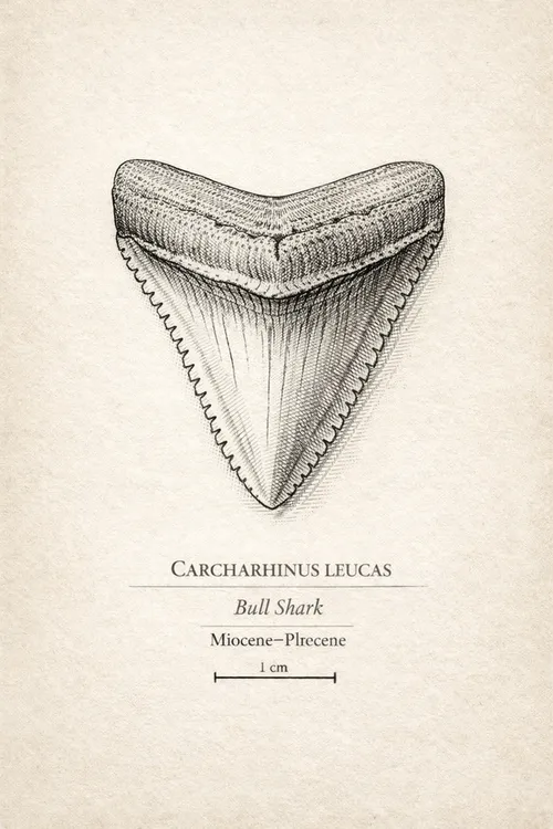 Fossilized bull shark tooth (Carcharhinus leucas) — illustration