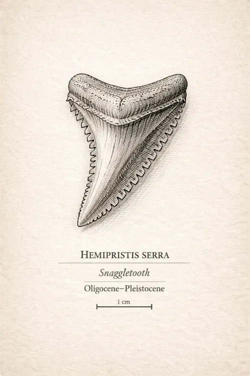 Fossilized snaggletooth shark tooth (Hemipristis serra) — illustration
